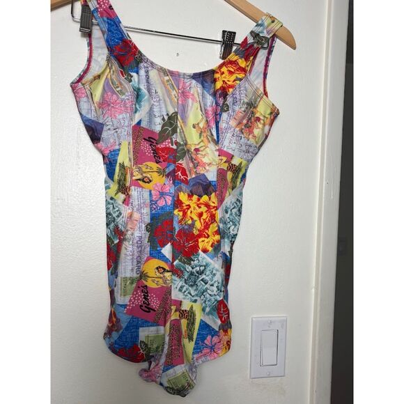 Popina Swimsuit Women's Size Small Pink Hawaiian Postcard Maximalist One Piece - Picture 6 of 6